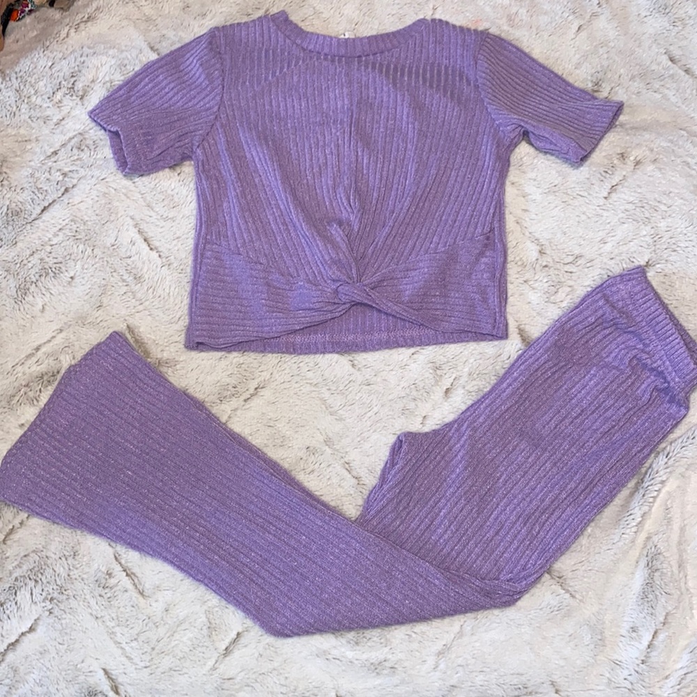 Purple Ribbed Knit Top